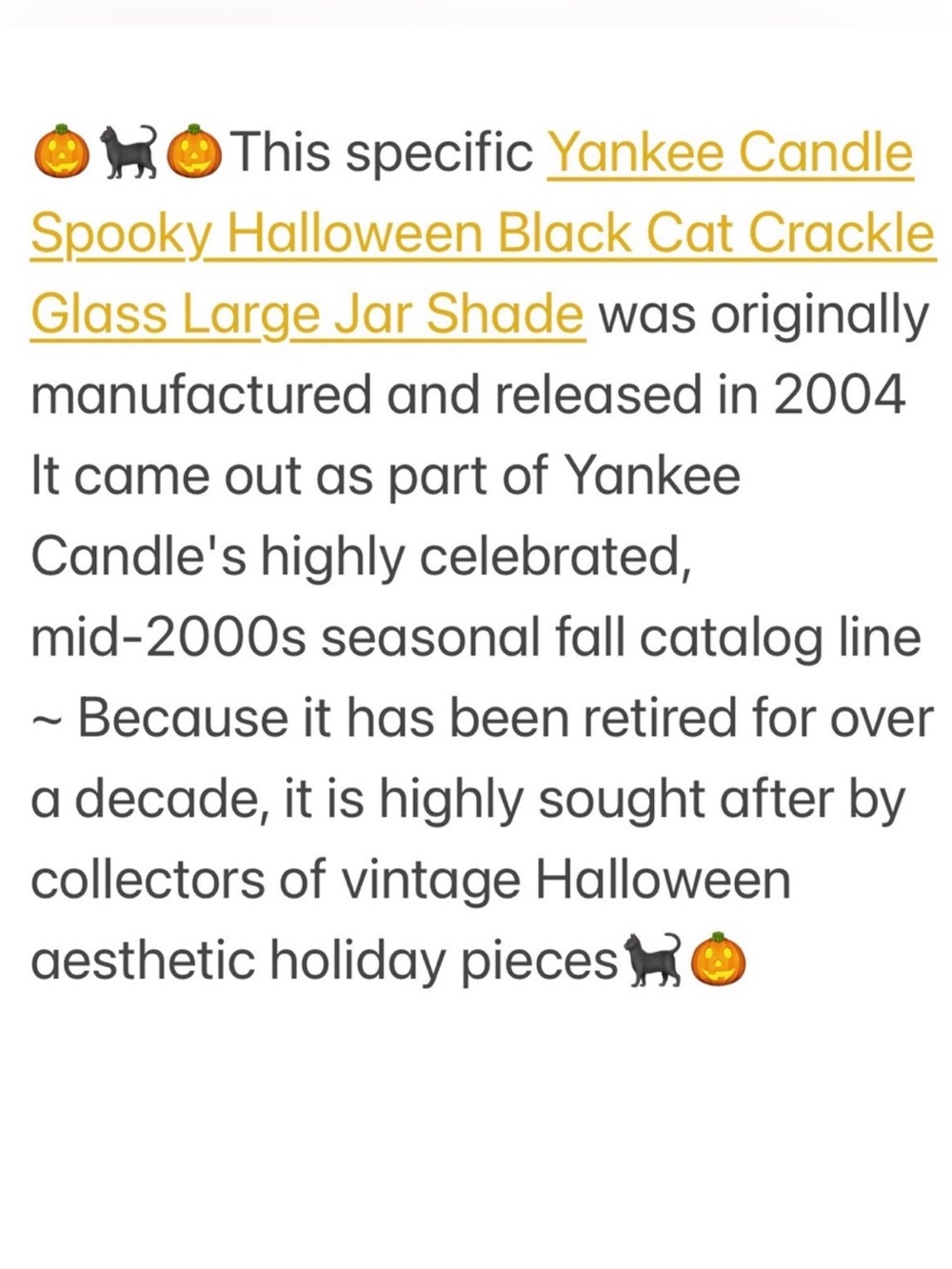 RARE Yankee Candle Halloween Black Cat Crackle Glass Large Jar Shade Retired VTG - Picture 11 of 16